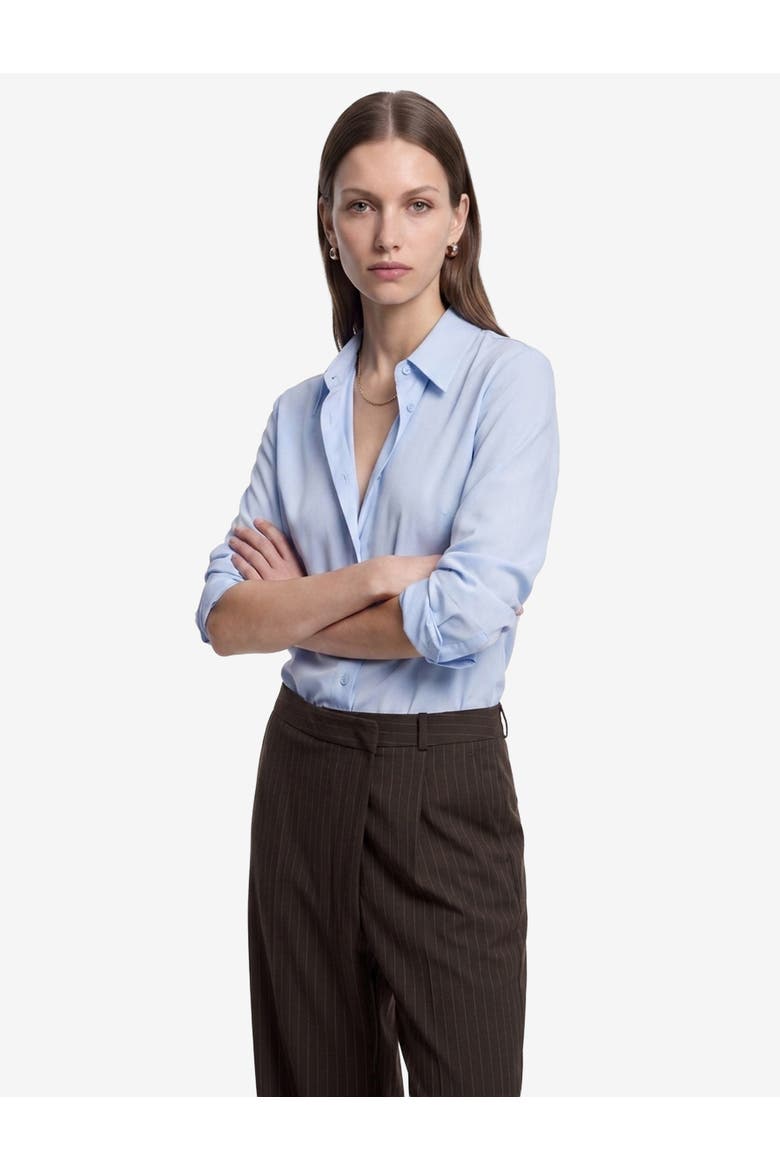 Pinstriped Wide Leg Asymmetric Tailored Baggy Pants with Pleats, Alternate, color, BROWN STRIPE
