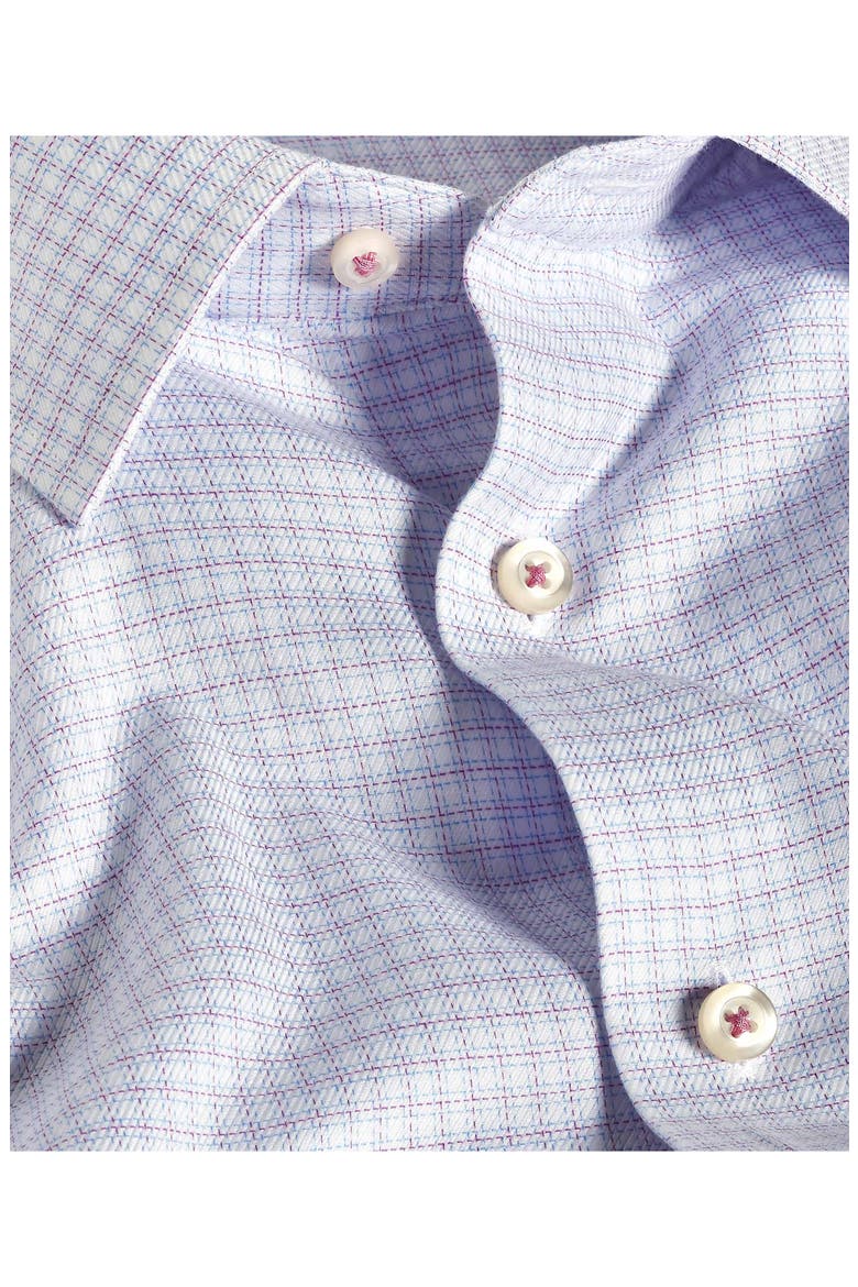 Trim Fit Stretch Cotton Twill Dress Shirt, Alternate, color, WHITE/BERRY