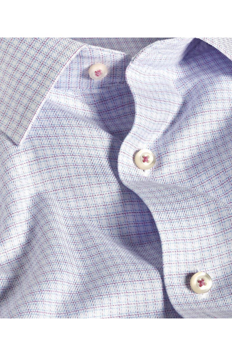 David Donahue Trim Fit Stretch Cotton Twill Dress Shirt, Alternate, color, White/Berry