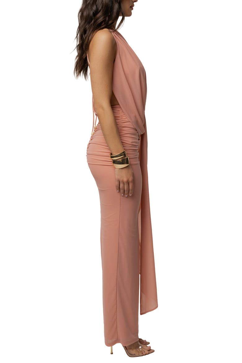 Alaina Plunge Maxi Dress, Alternate, color, Peach