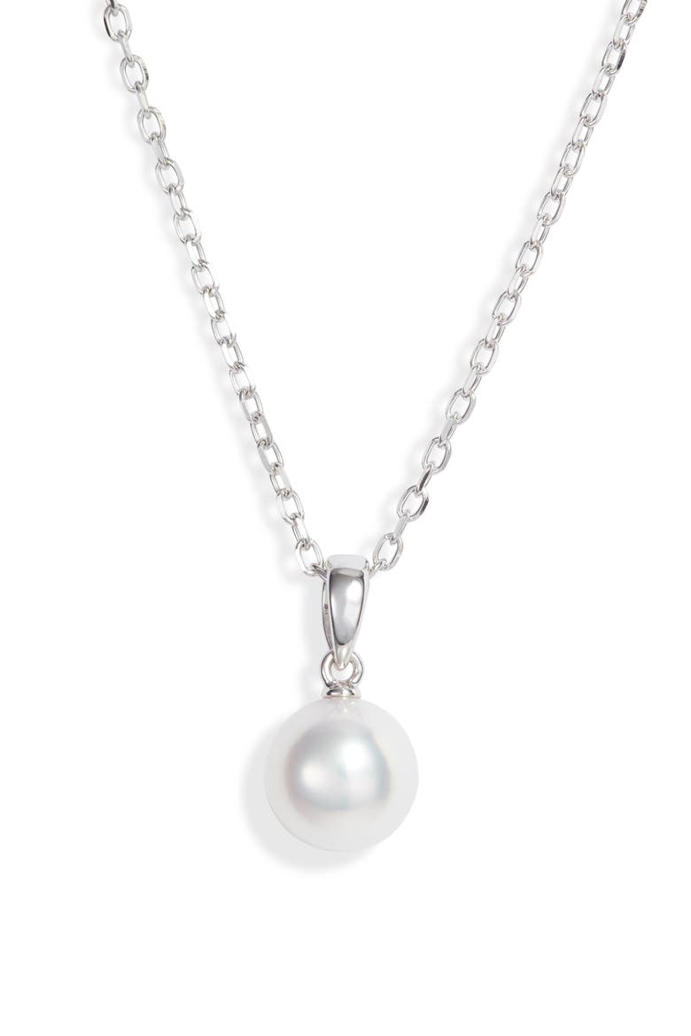 Genuine Pearl Pendant Necklace, Main, color, WHITE GOLD/ PEARL