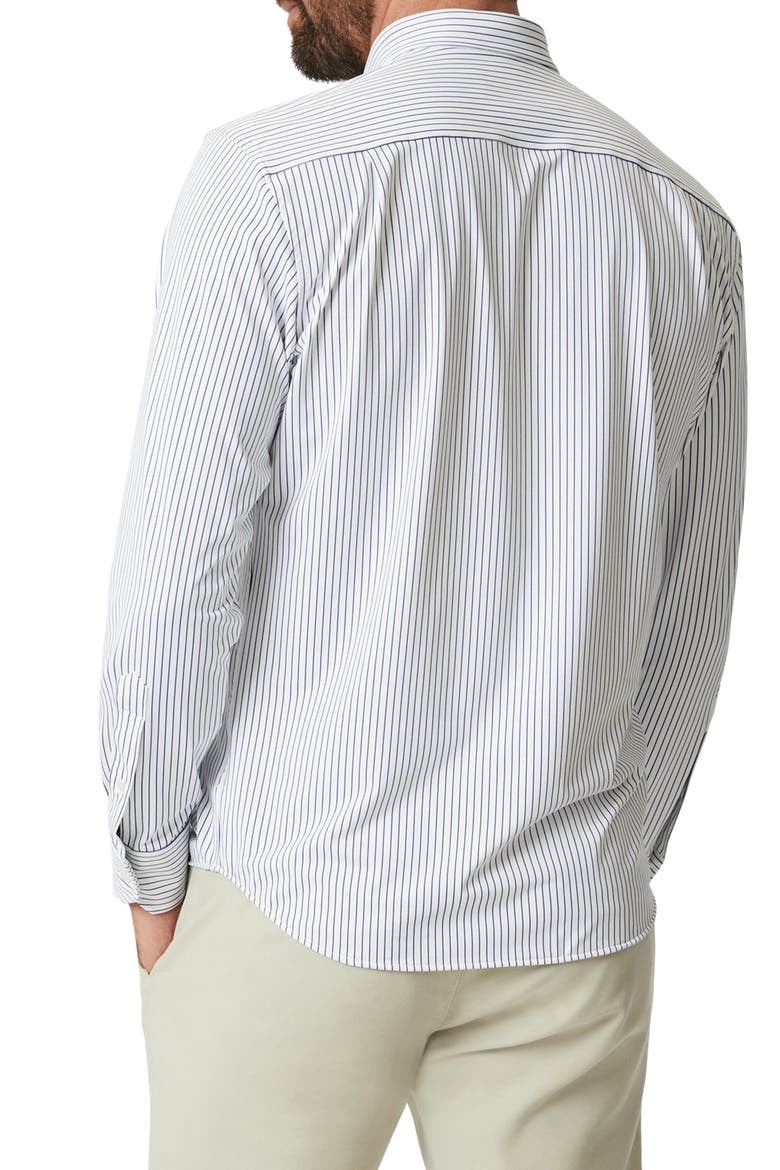 Modern Fit Stripe Tech Button-Up Shirt, Alternate, color, WHITE
