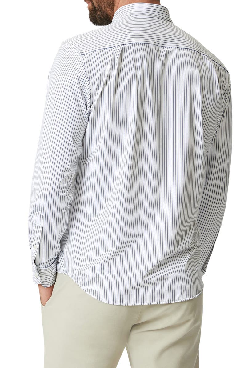 34 Heritage Modern Fit Stripe Tech Button-Up Shirt, Alternate, color, White