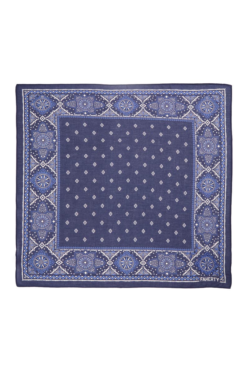 Faherty Star Geo Organic Cotton Bandana, Alternate, color, Crown Blue