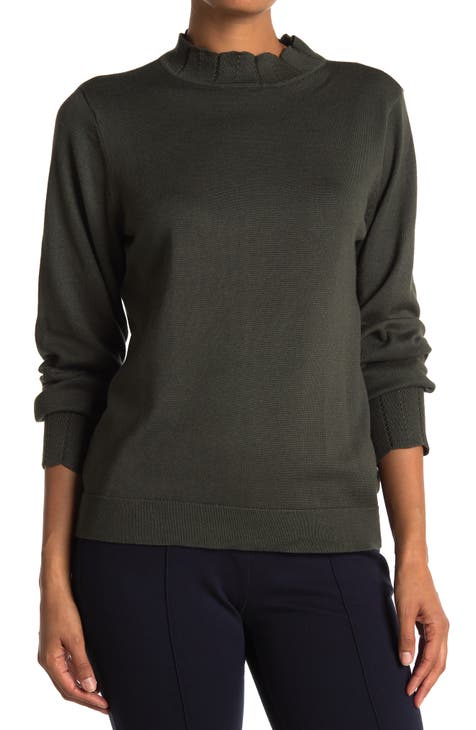 Scallop Mock Neck Sweater