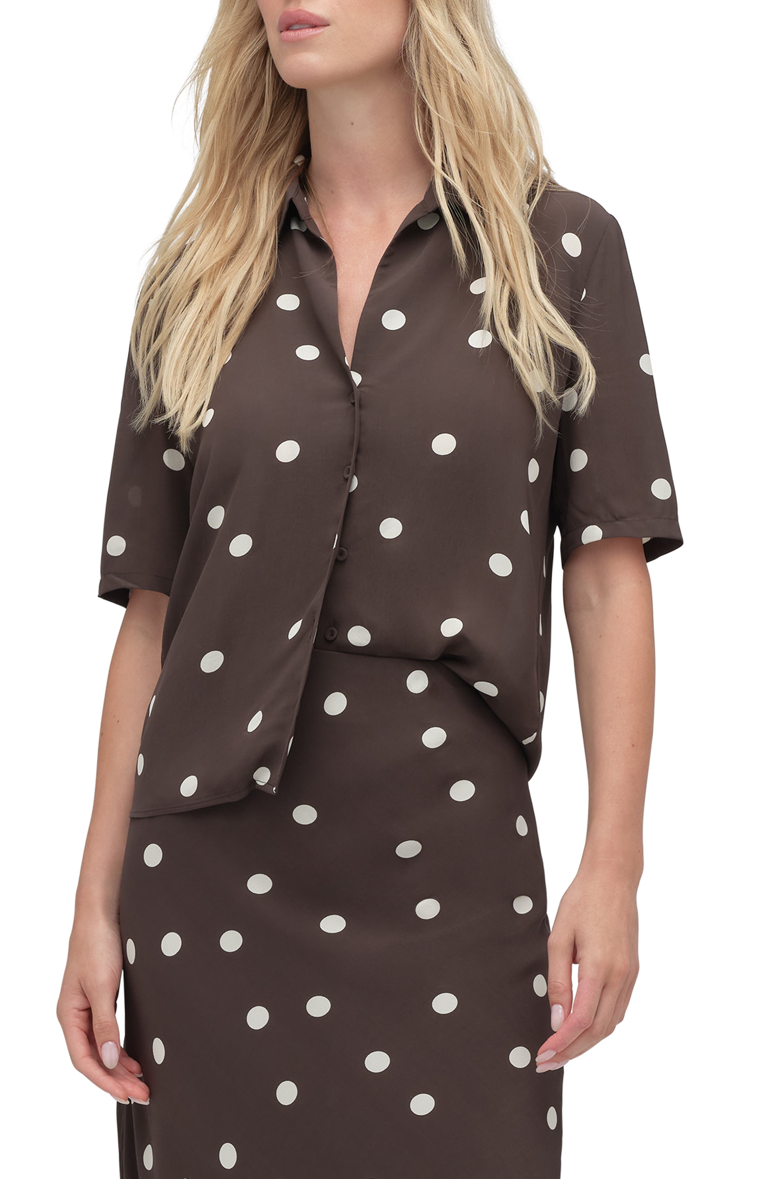 Sunny Polka Dot Button-Up Shirt