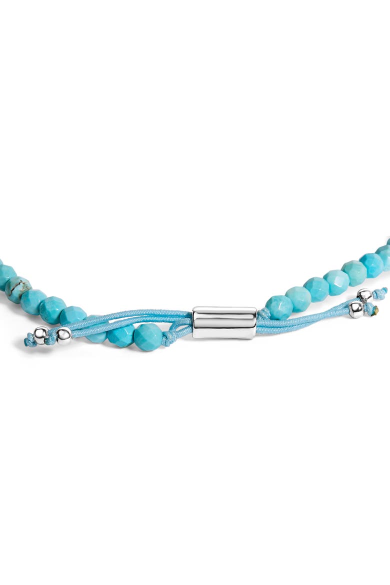 Sterling Silver Turquoise Beads Station Bracelet with Bolo Clasp, Alternate, color, Silver
