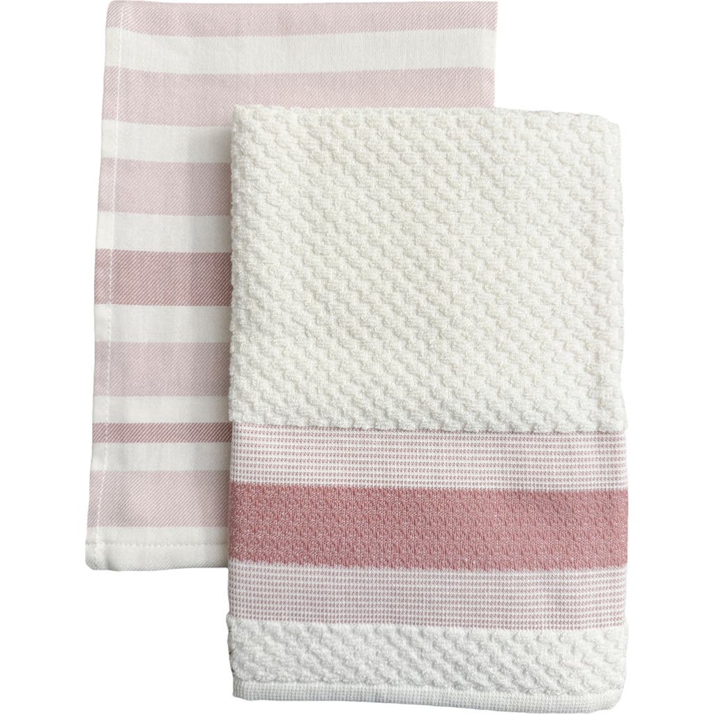Anaya Bistro Stripes Kitchen Towels In Sangria Red