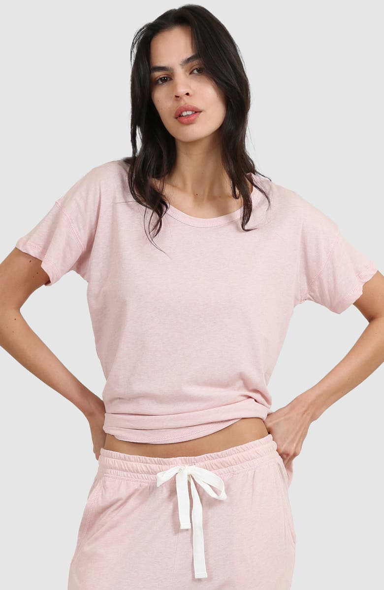 Papinelle Jade Short Sleeve Organic Cotton Pajama Top, Alternate, color, Pink