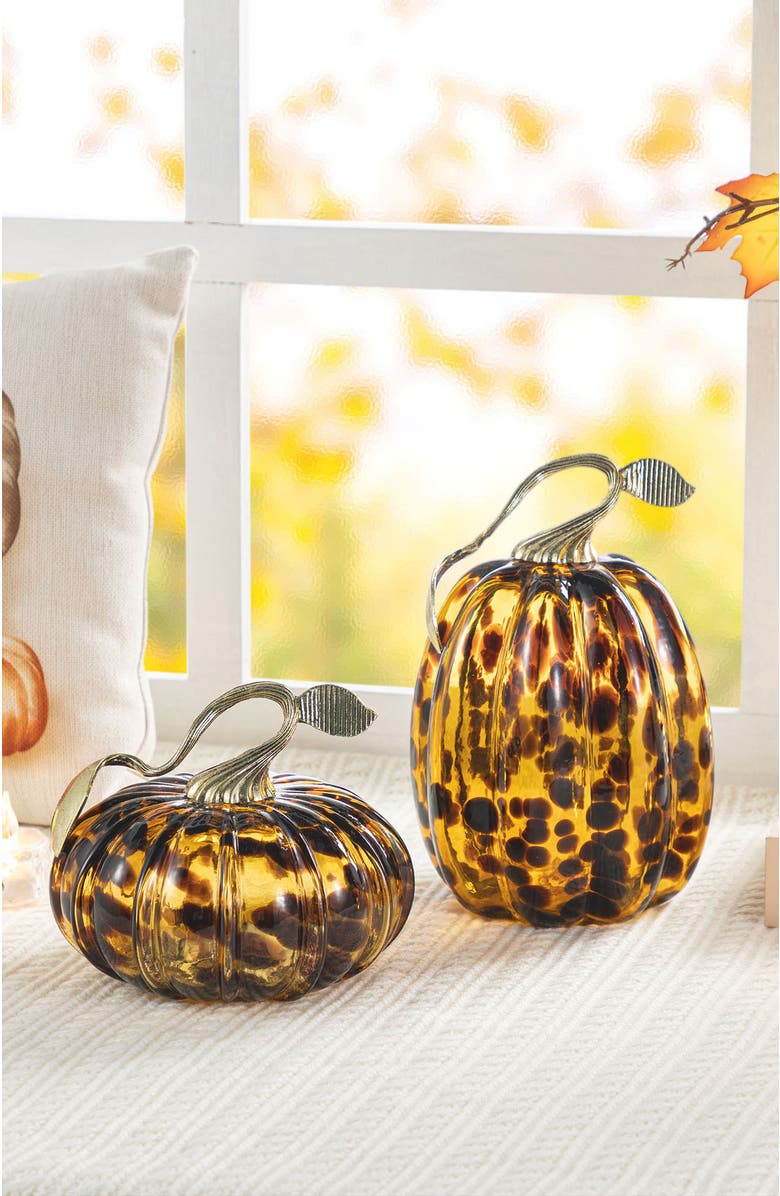Glitzhome Fall Multi-Style Small Glass Pumpkins, Alternate, color, 