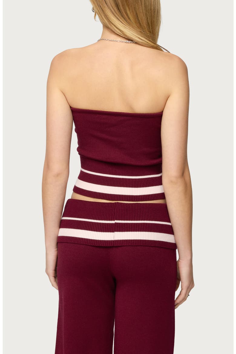 Kailya Stripe Knit Strapless Top, Alternate, color, BURGUNDY