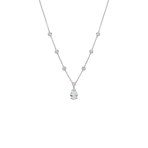 Fancy CZ Pear Drop Bezel Chain Necklace