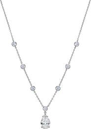 BY ADINA EDEN Fancy CZ Pear Drop Bezel Chain Necklace