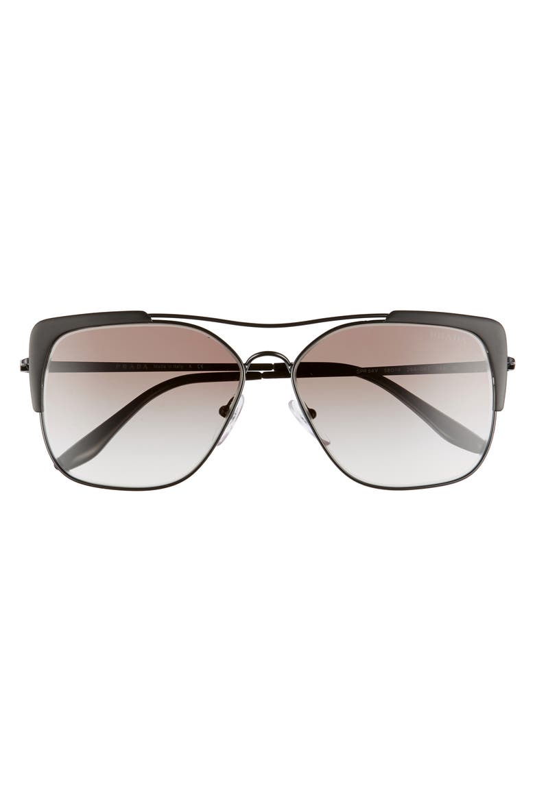 58mm Square Sunglasses, Alternate, color, MATTE BLACK GRADIENT