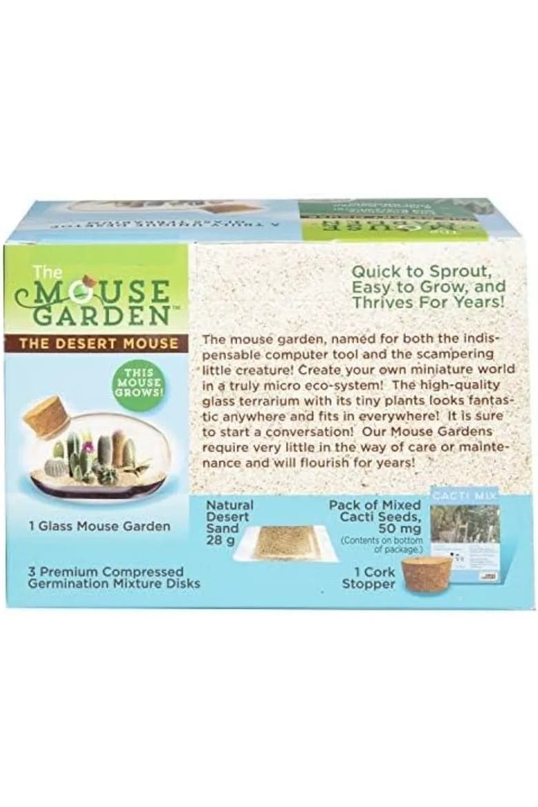Mini Office Cactus Glass Terrarium Starter Kit with Complete Supplies - The Desert Mouse Tiny Garden, Alternate, color, None