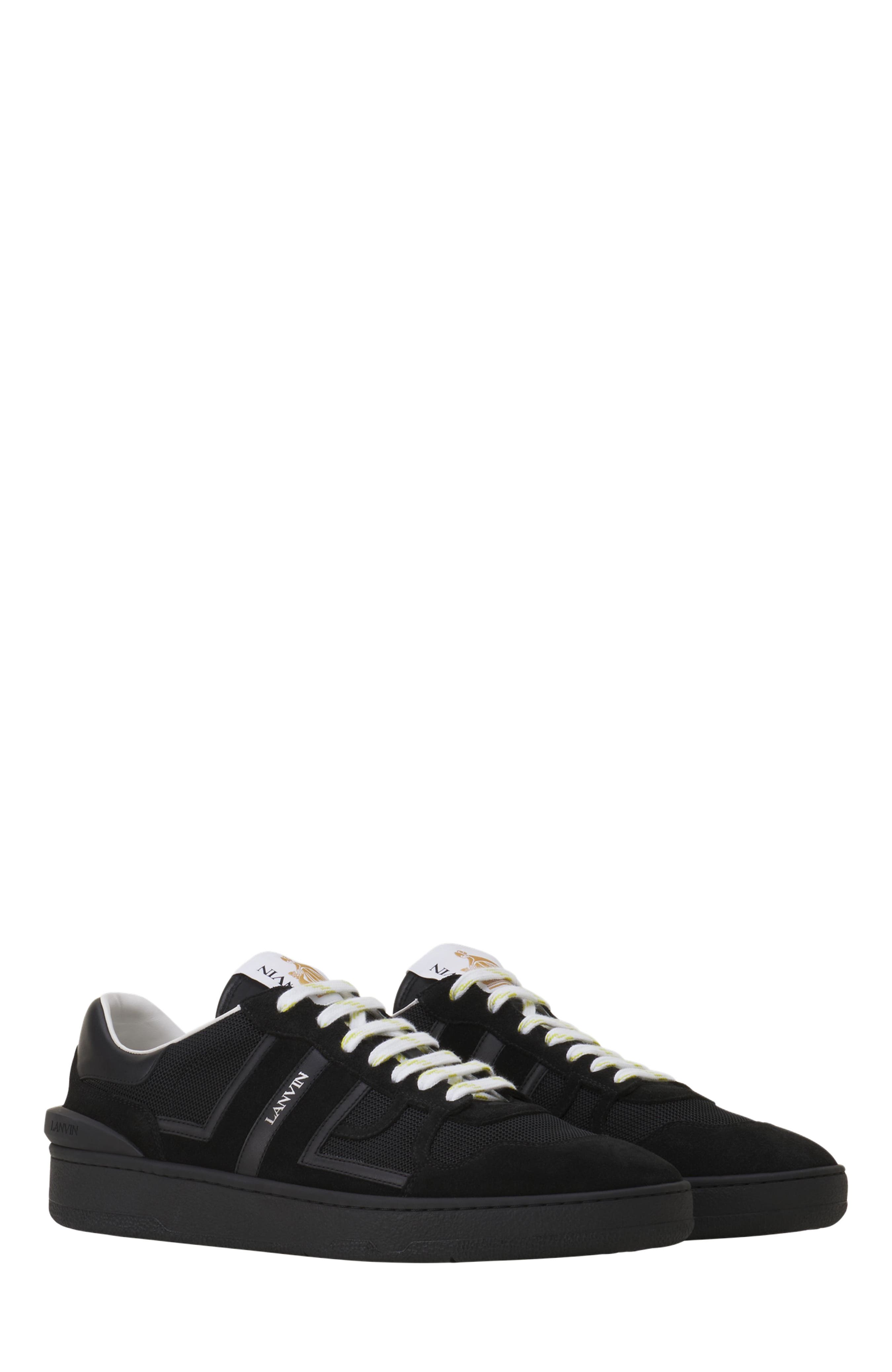 Lanvin Clay Monochrome Mesh Sneakers, Alternate, color, Black