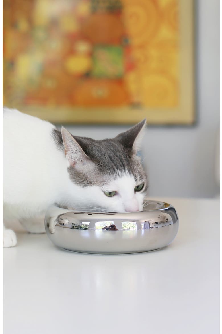Halo Chrome Cat Bowl, Alternate, color, CHROME