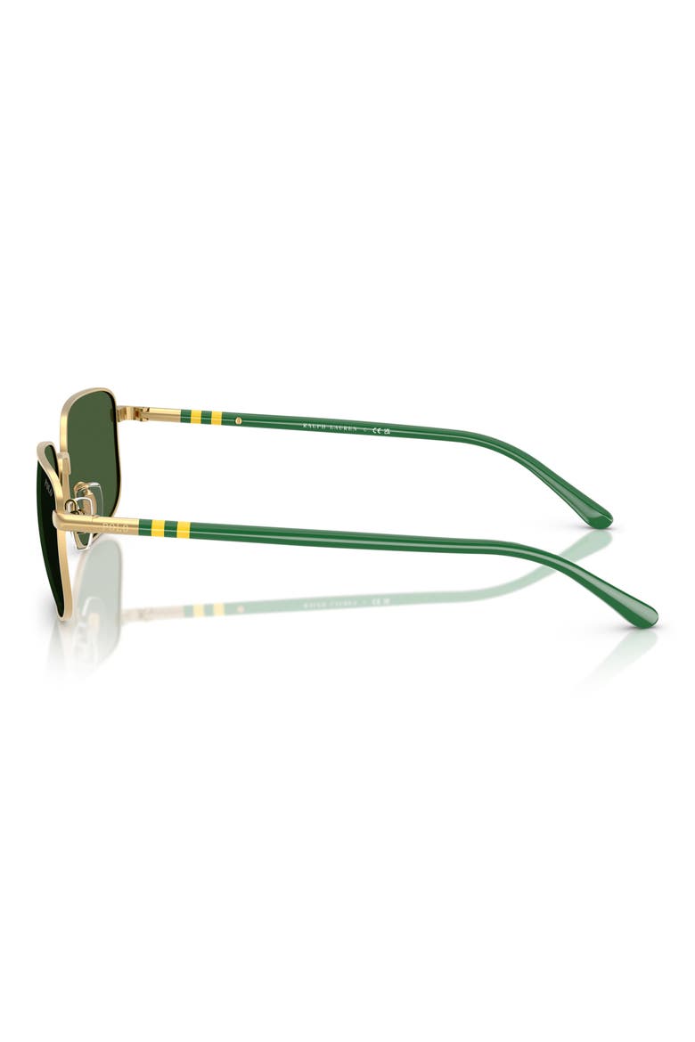 58mm Rectangle Sunglasses, Alternate, color, SEMISHINY PALE GOLD / GREEN
