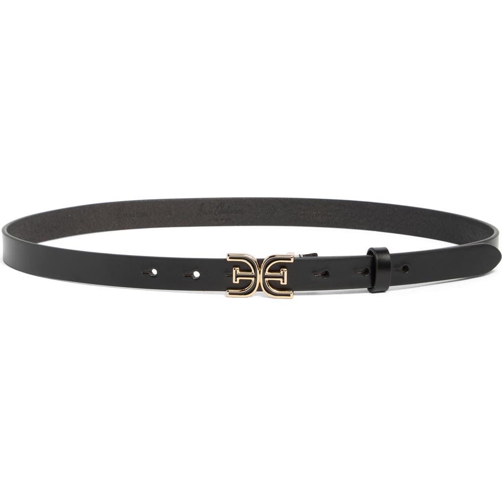Sam Edelman Plaque Buckle Leather Skinny Belt