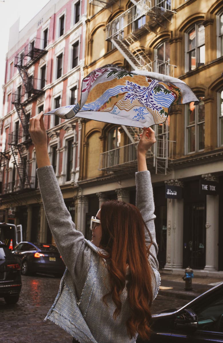 Jessie Zhao New York Silk Bandana Of After Sunset, Alternate, color, Grey