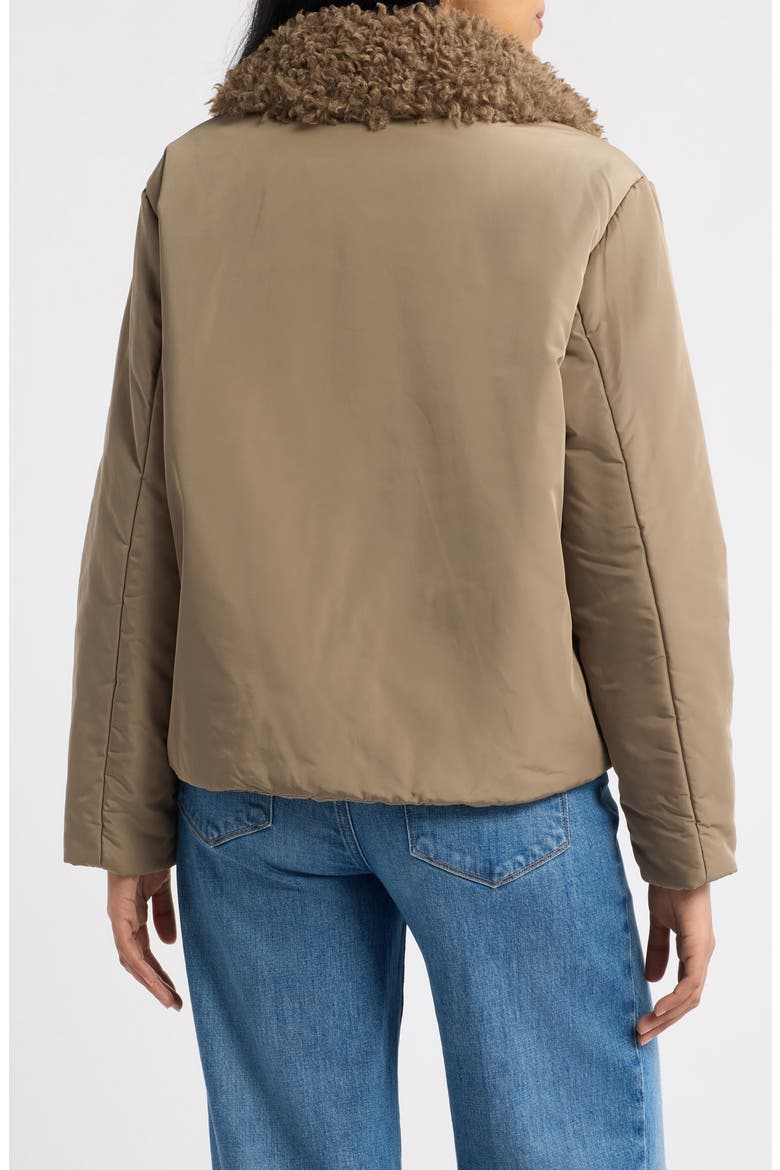 Faux Fur Collar Puffer Jacket, Alternate, color, BEIGE