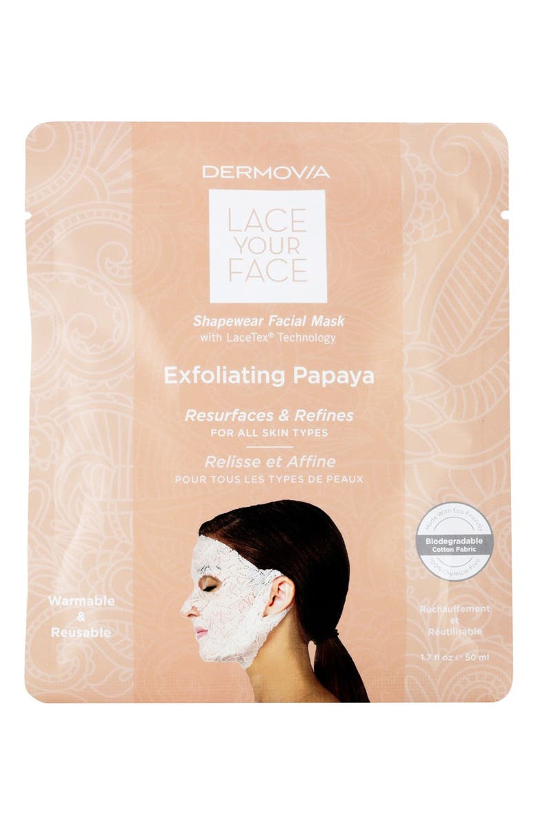 Dermovia Lace Your Face Exfoliating Papaya Compression Facial Mask, Main, color,