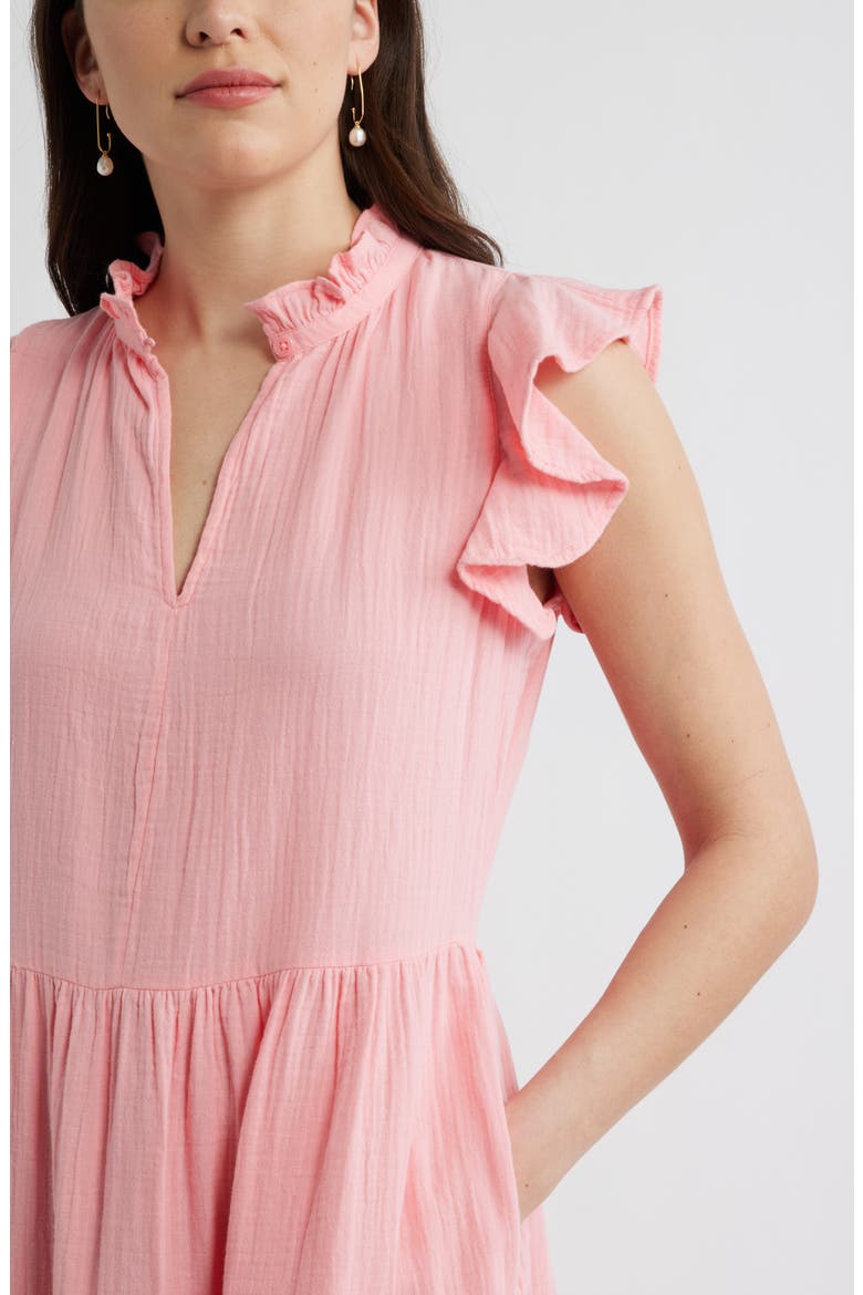 Ruffle Duo Cotton Gauze Dress, Alternate, color, PINK DIANTHUS