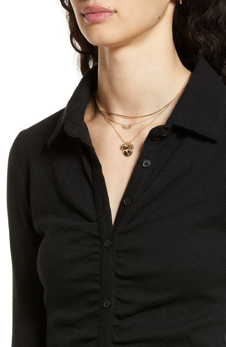 BP. Ruched Long Sleeve Rib Shirtdress, Alternate, color,