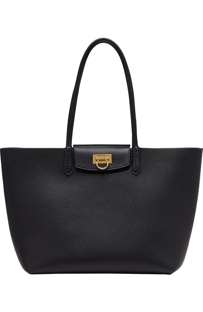 FERRAGAMO Travel Leather Tote, Main, color,