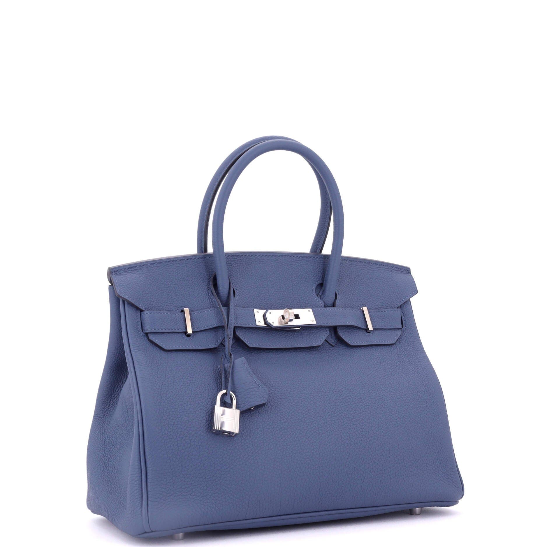 Pre-Owned Hermes Birkin Handbag Blue Togo with Palladium Hardware 30, Alternate, color, 