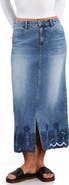 Wash Lab Denim Eyelet Maxi Denim Skirt