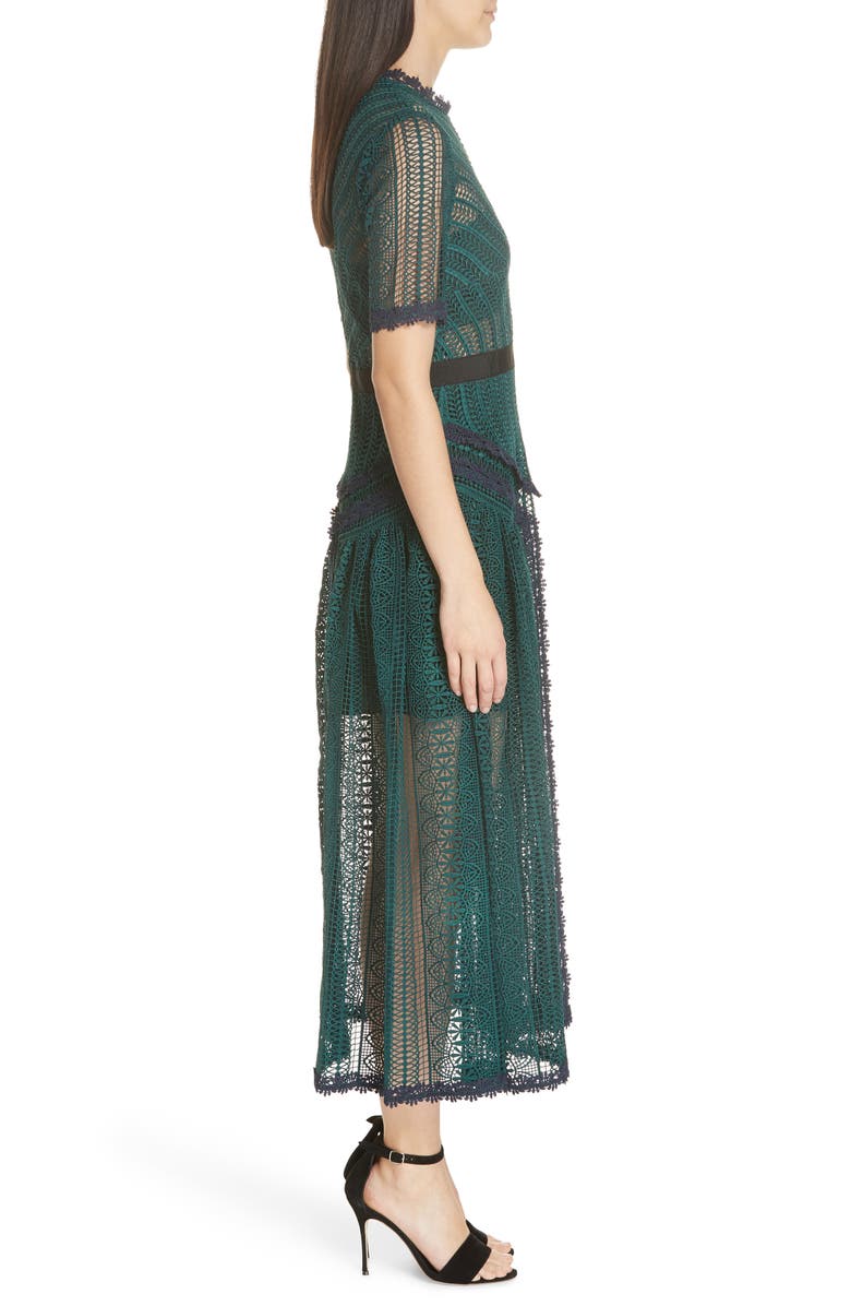 Self-Portrait Wave Lace Midi Dress, Alternate, color, 