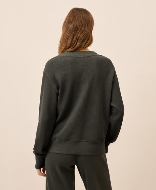 Pact Thermal Waffle Henley Pullover In Green