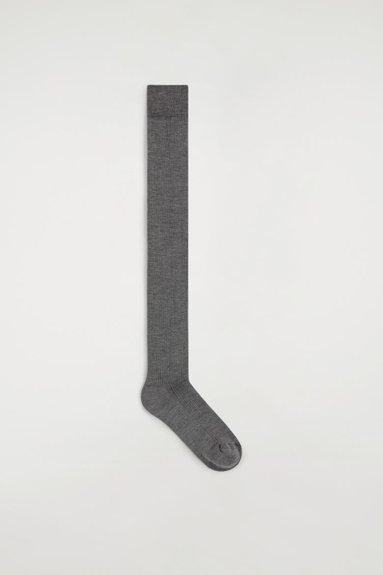 Silk Knee Socks, Main, color, GRAY MÉLANGE