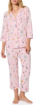 BedHead Pajamas Print Stretch Organic Cotton Crop Pajamas