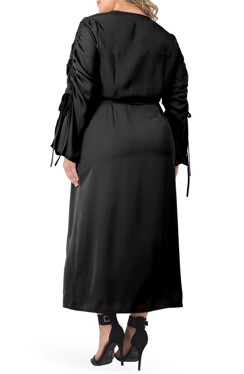 Standards & Practices Ruched Long Sleeve Wrap Maxi Dress, Alternate, color,