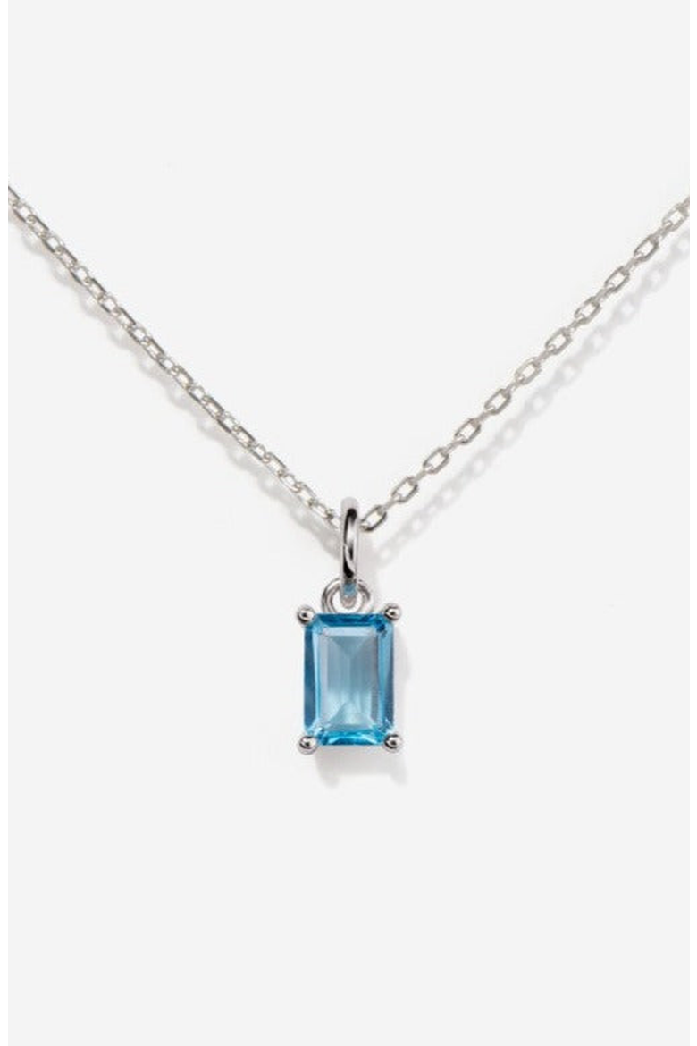Silver Birthstone Necklace, Main, color, Blue Topaz / December