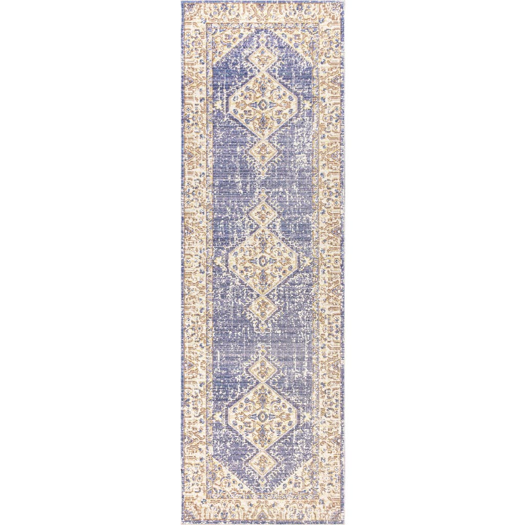 Jonathan Y Khilana Floral Medallion Chambray Area Rug In Lavender/gray