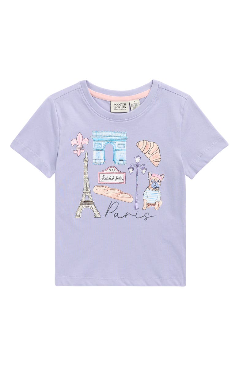 Scotch & Soda Kids' Paris Logo Graphic T-Shirt, Main, color, Lilac