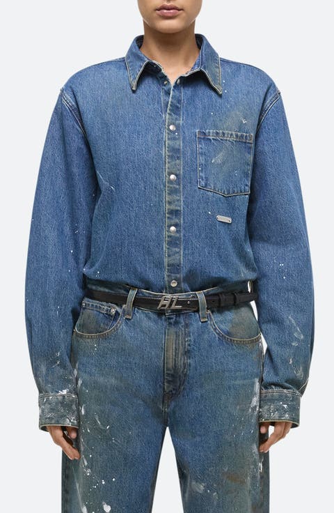 Snap Front Denim Shirt Jacket