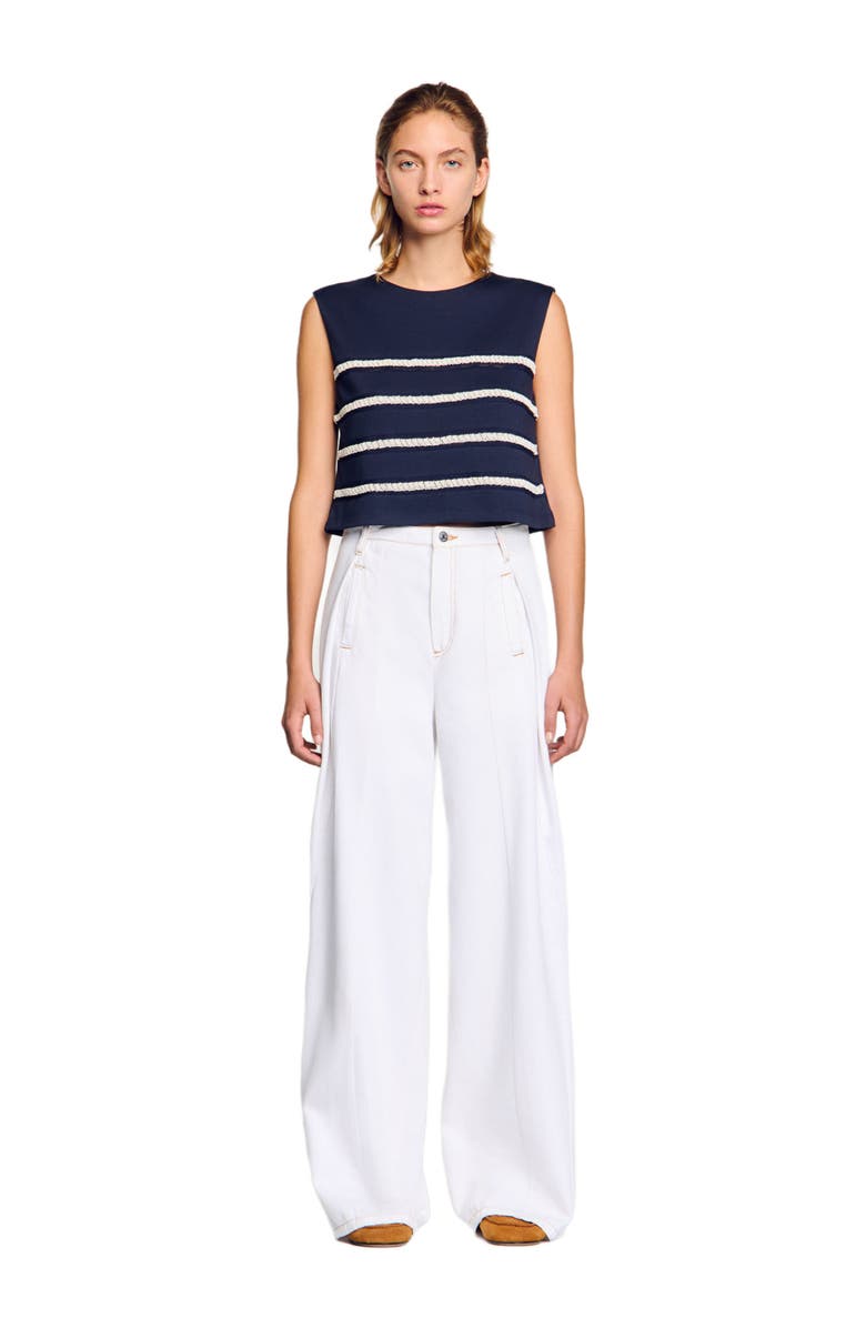 SANDRO Sleeveless striped T-shirt, Main, color, 