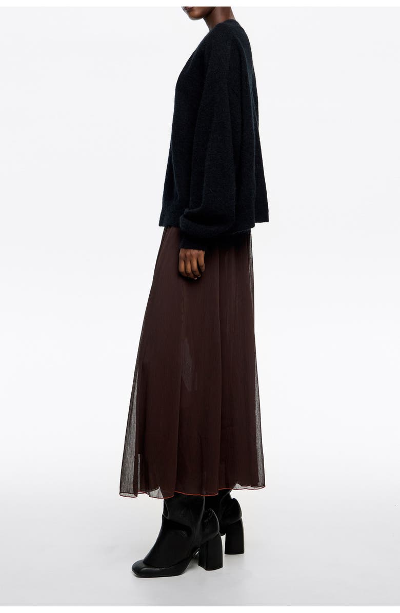 Bimba y Lola Flared Midi Skirt, Alternate, color, Dark Brown