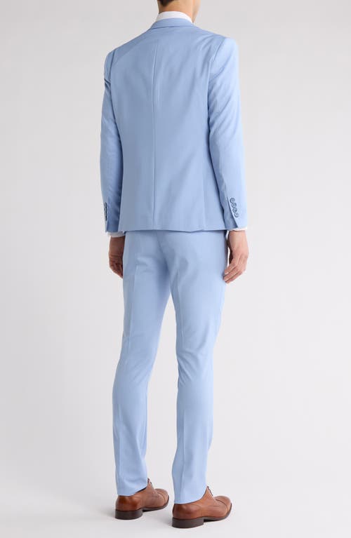 Gino Vitale Skinny Fit Solid Stretch Three Piece Suit In Sky Blue