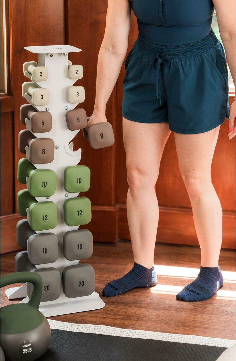 WeGym SafeGrip Dumbbells Lower Set with Dark Rack - 2, 3, 5, 8lbs, Alternate, color, Slate