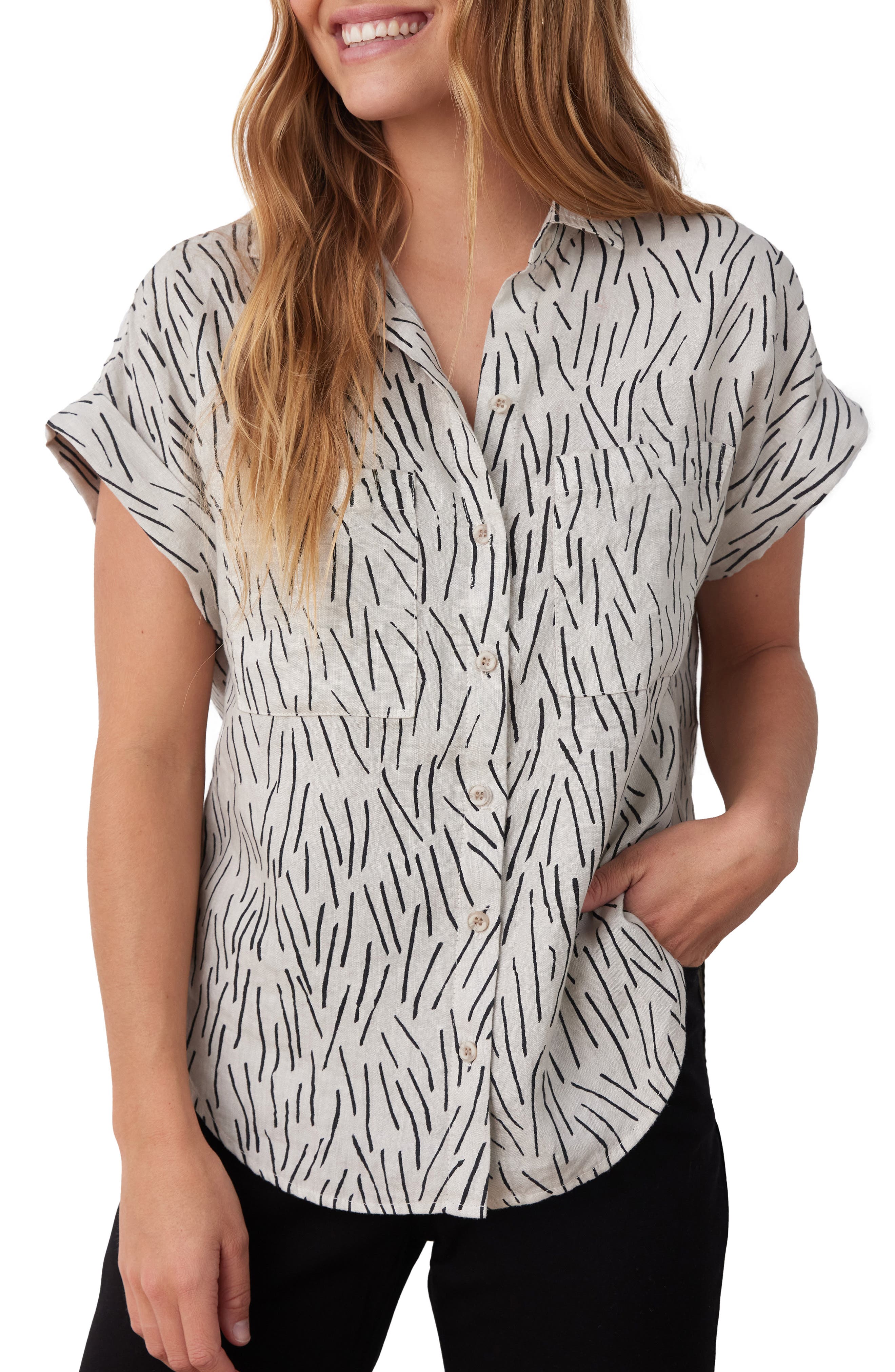 Cloth & Stone Print Linen Button-Up Shirt