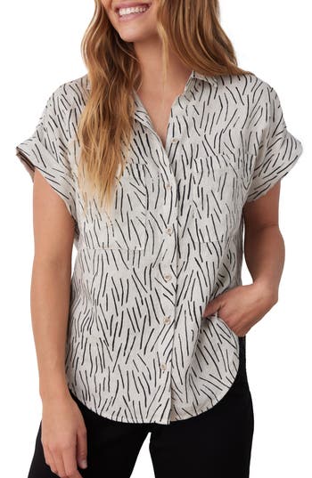 Cloth & Stone Print Linen Button-up Shirt