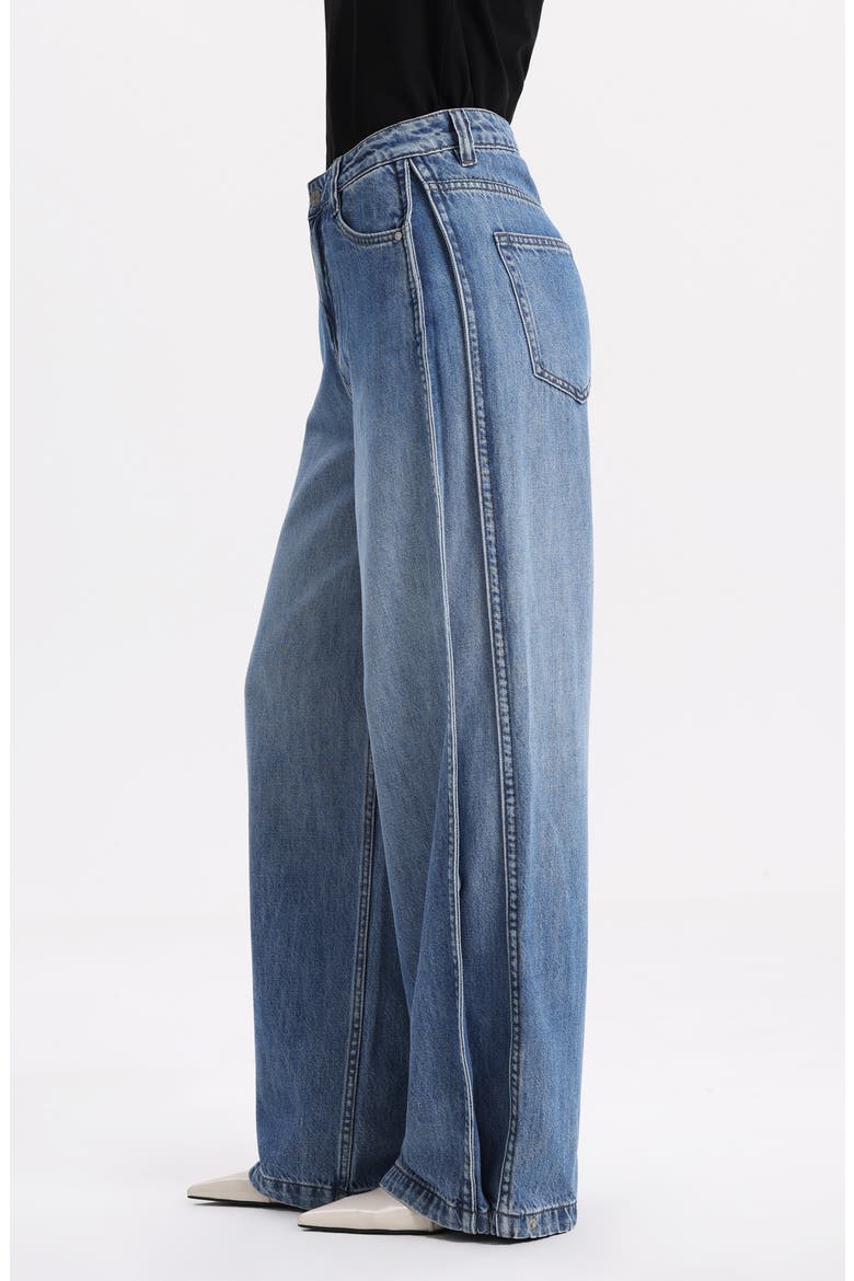 Paneled High Waist Wide Leg Jeans, Alternate, color, CLOUD WALK