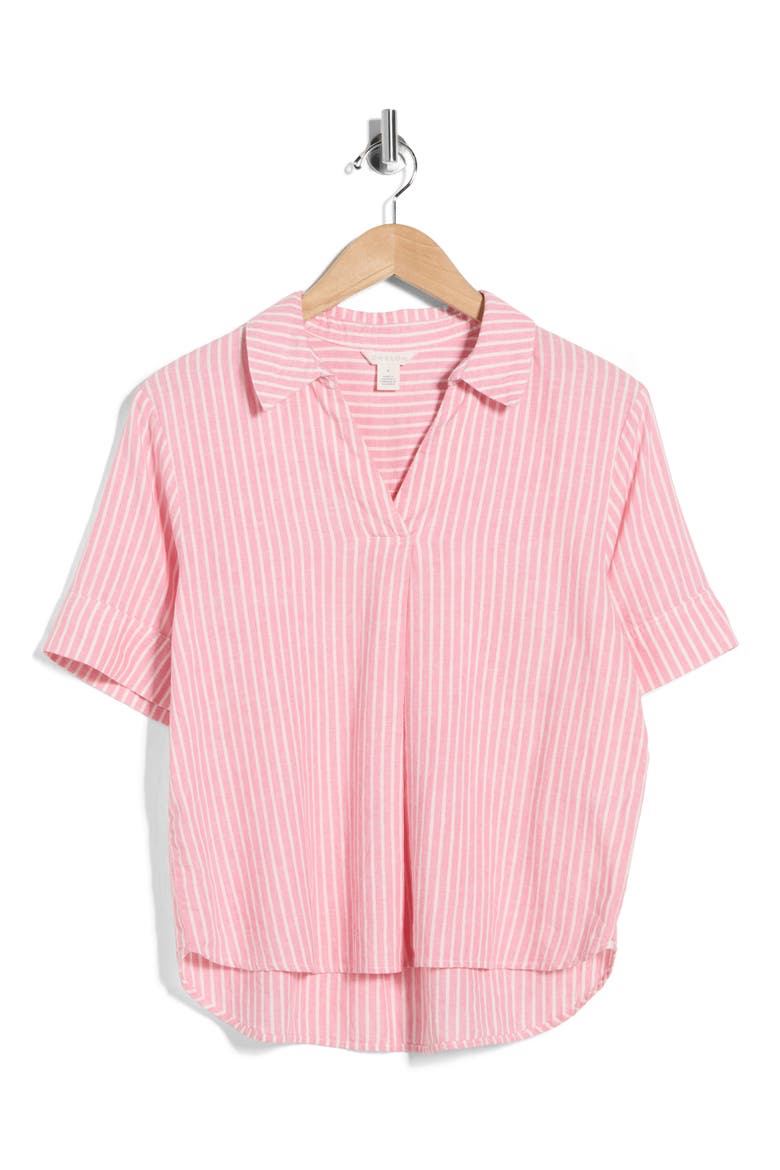 Stripe Linen Blend Popover Top, Alternate, color, PINK ZENNA- IVORY PENNY STRIPE