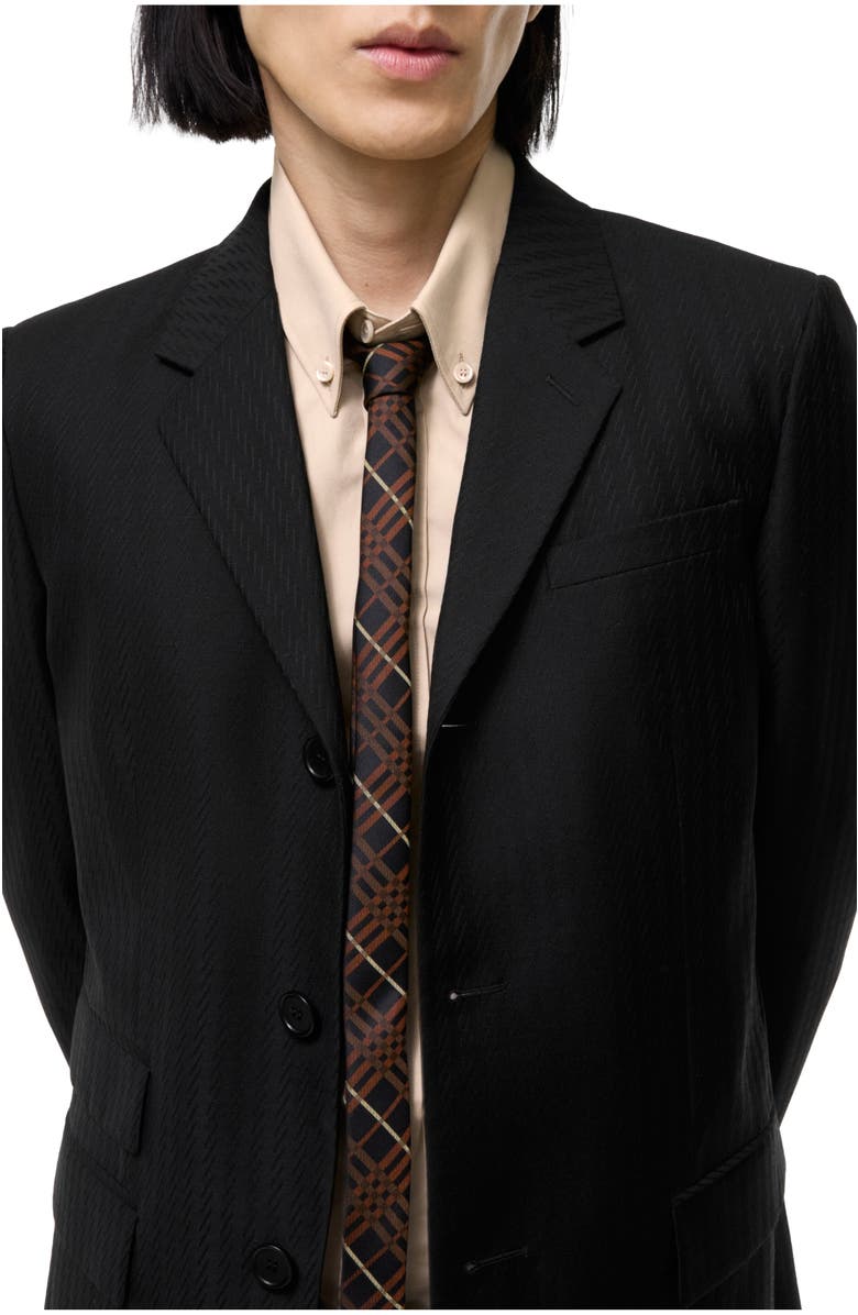 Burberry Skinny Check Silk Tie, Main, color, Kiln Brown