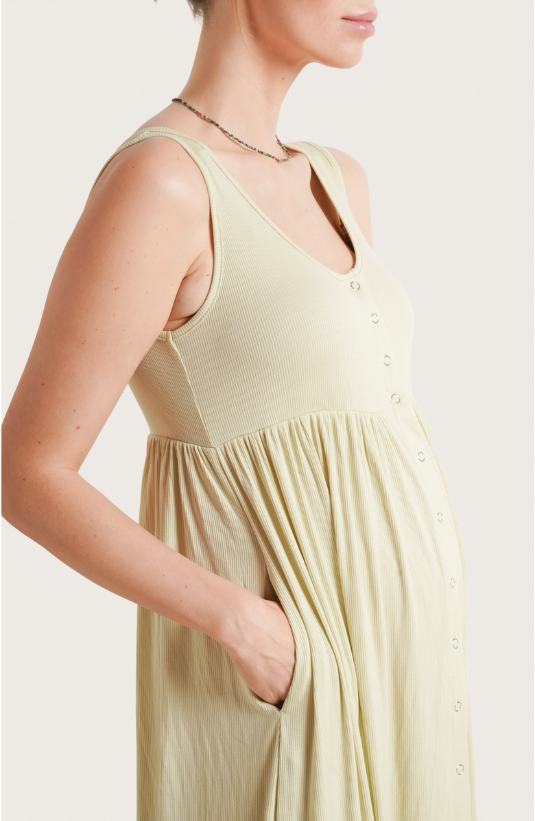 Nom Maternity Ribbed Modal Henley Dress, Alternate, color, Pistachio